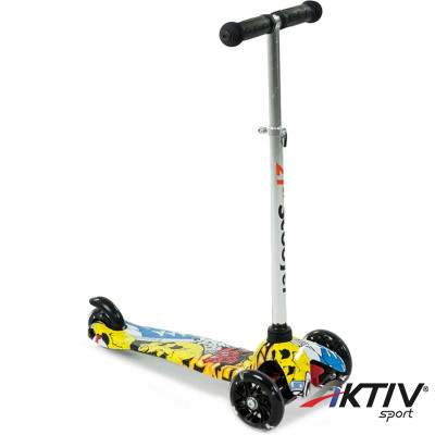 Háromkerekű roller gyerek világító mintás sárga-fehér