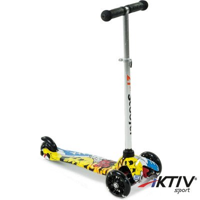 Háromkerekű roller gyerek világító mintás sárga-fehér