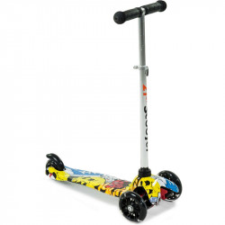 Háromkerekű roller gyerek világító mintás sárga-fehér Sportszer Vegatoys