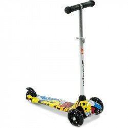 Háromkerekű roller gyerek világító mintás sárga-fehér Sportszer Vegatoys