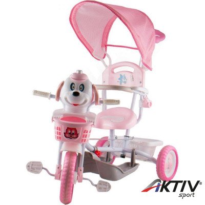 Tricikli kutyás fedeles rózsaszín